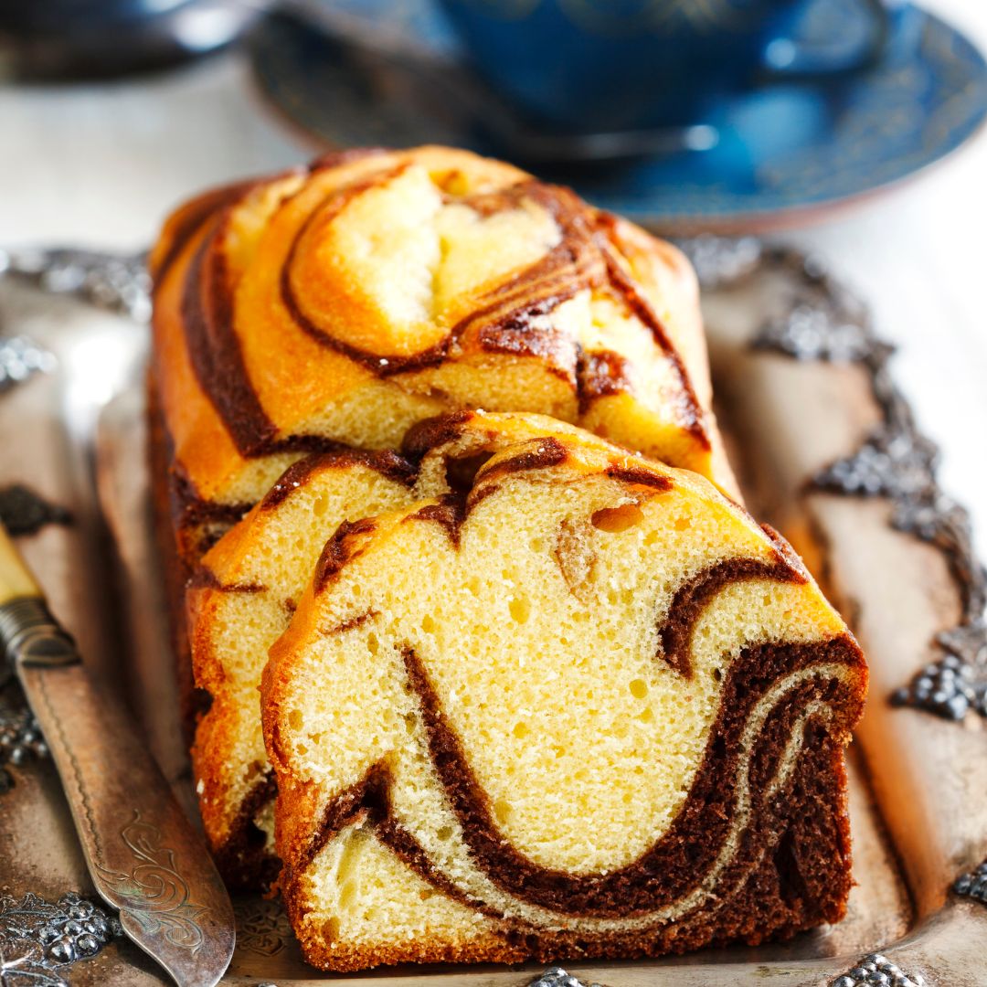 Mediterranean Marble Loaf Cake. 9 x 5 x 4 inch.