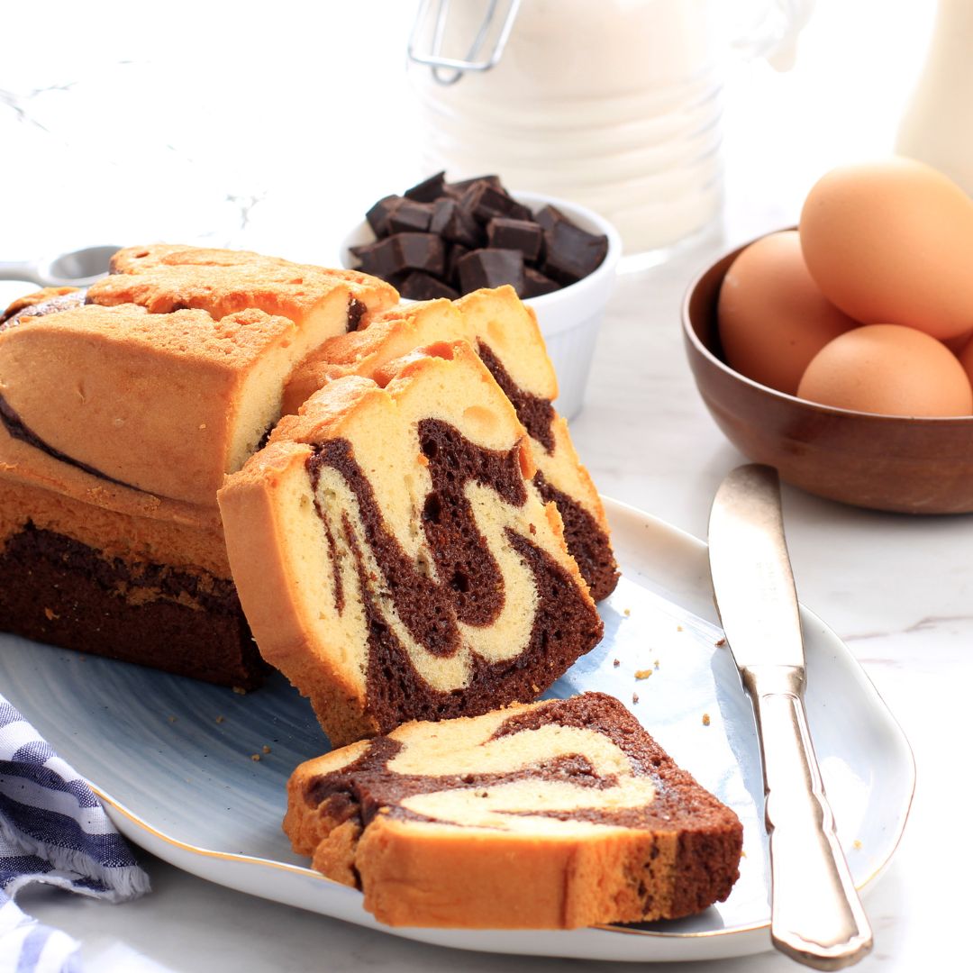 Mediterranean Marble Loaf Cake. 9 x 5 x 4 inch.