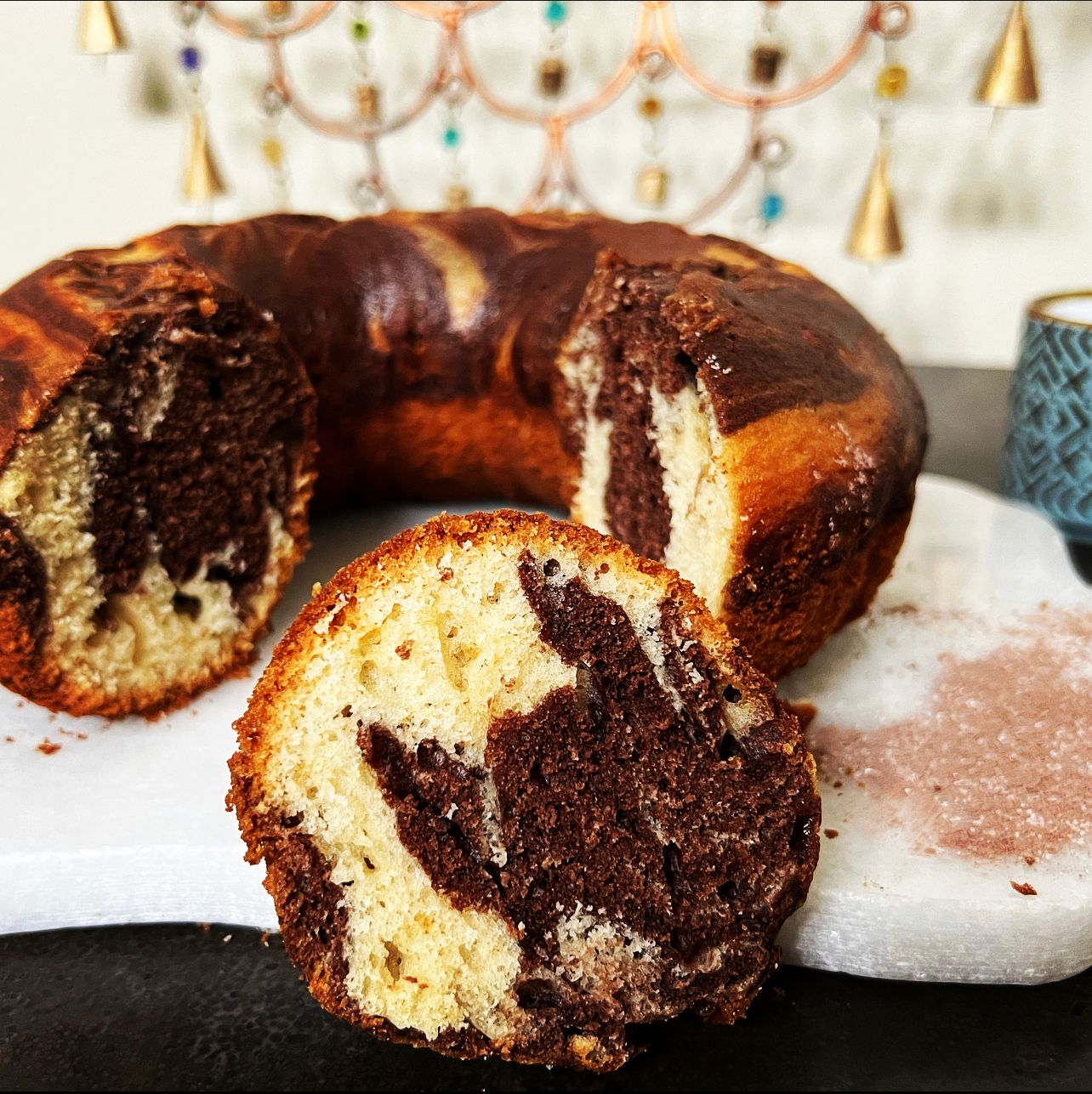 Mediterranean Marble Round Cake. 9 Inch.