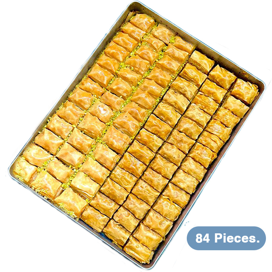 Pistachio & Walnut Baklava ( Half & Half ) 5.40 lb. Fresh Baked ( 84 Pieces )