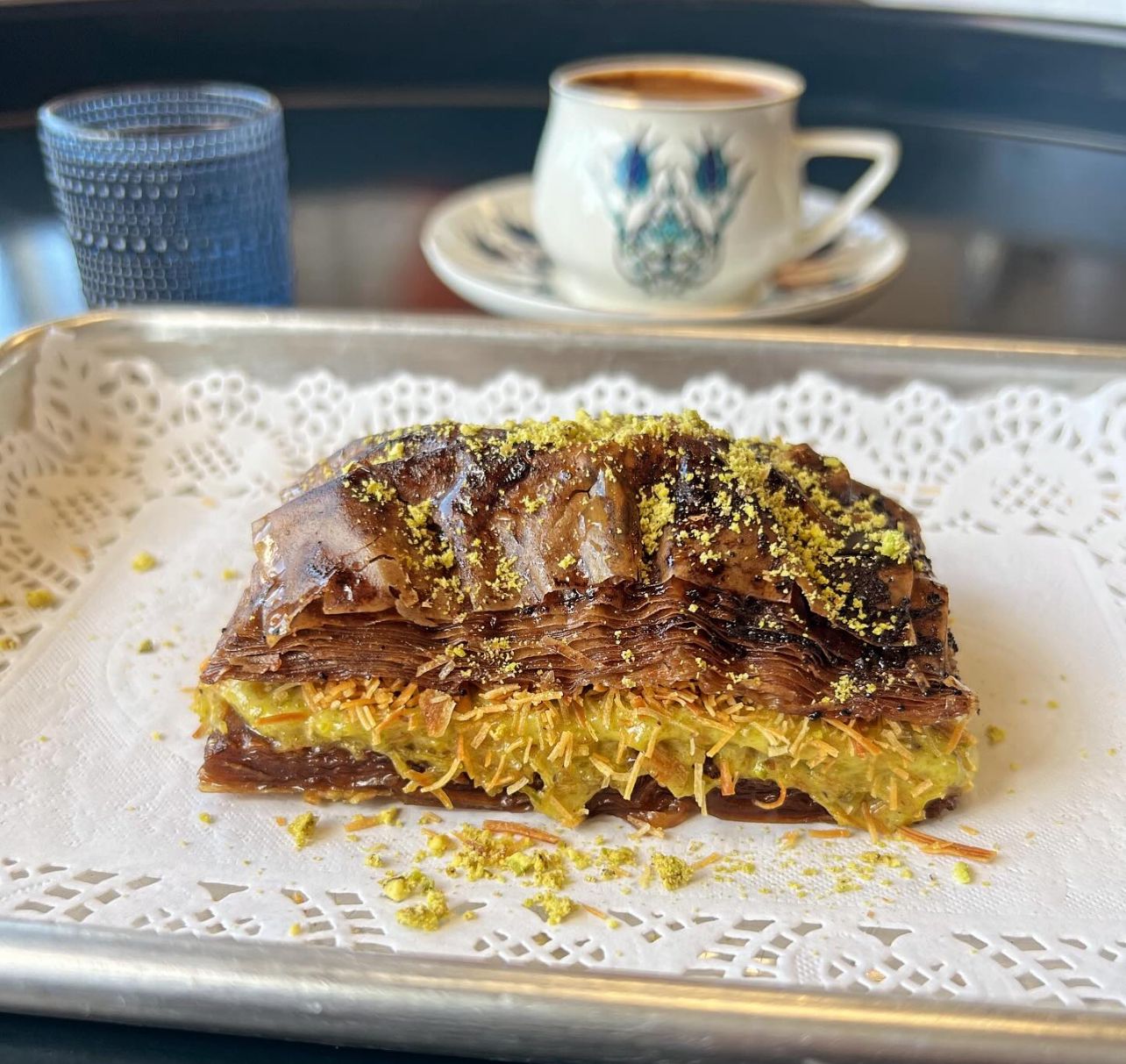 Dubai Chocolate Pistachio Baklava by Blue Amphora Orlando - Featured in Orlando Sentinel